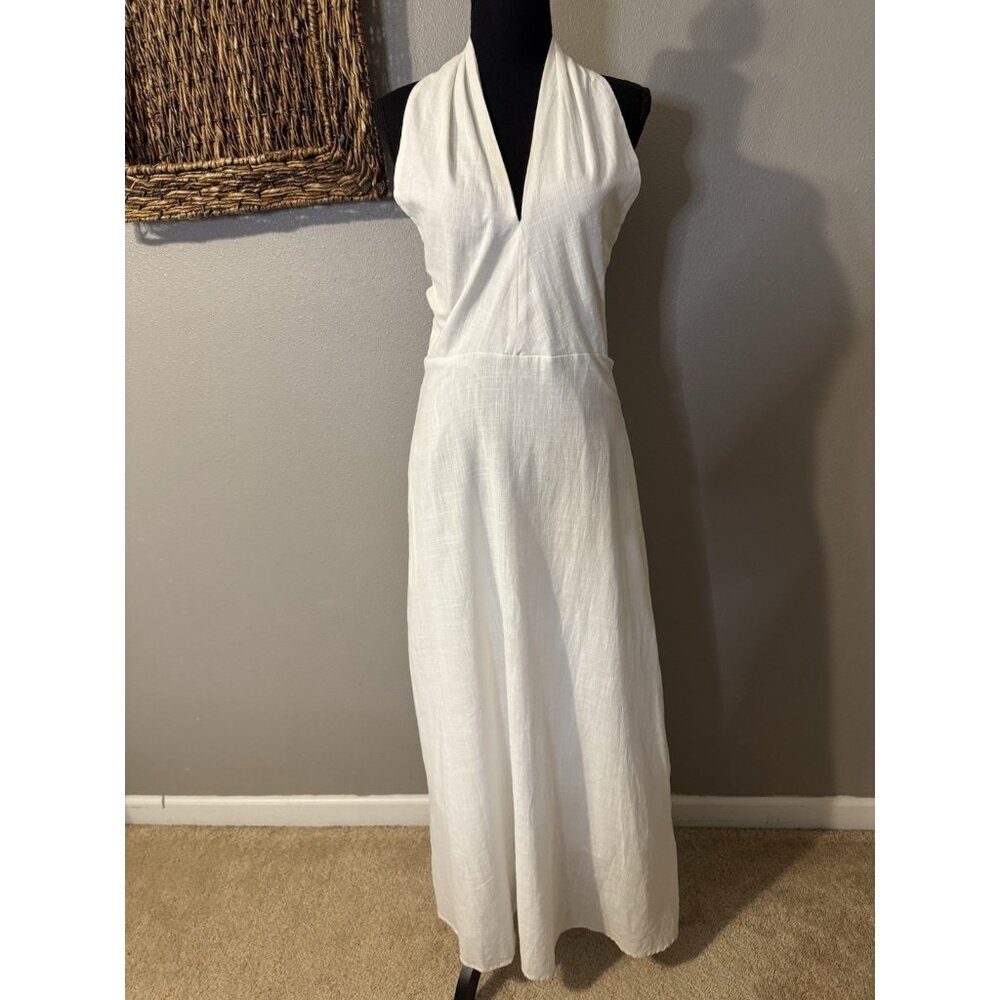Petal & Pup White Cotton Halter Midi Maxi Dress S Small Sleeveless - Picture 6 of 15